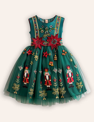 Christmas Nutcracker Applique Tulle Dress
